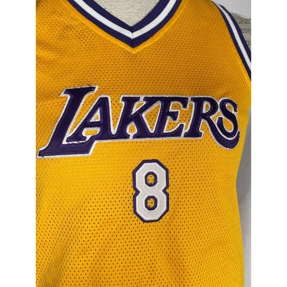 VTG Kobe Bryant #8 Los Angeles Lakers NBA Reebok Gold Jersey Dress Women's LARGE - Picture 3 of 12